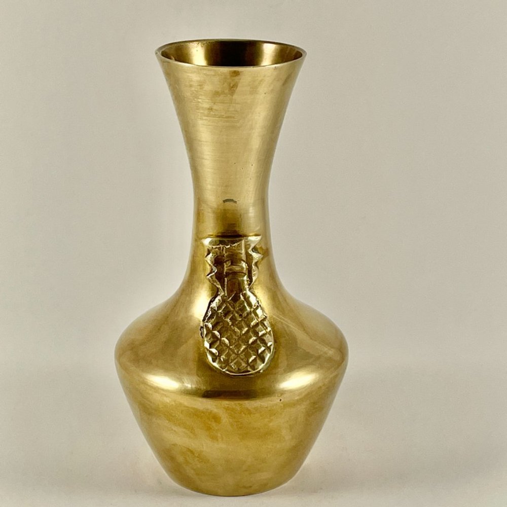 Vase SOLID BRASS Mid-century Vintage Pineapple Vase made in India 5 1/2" High.